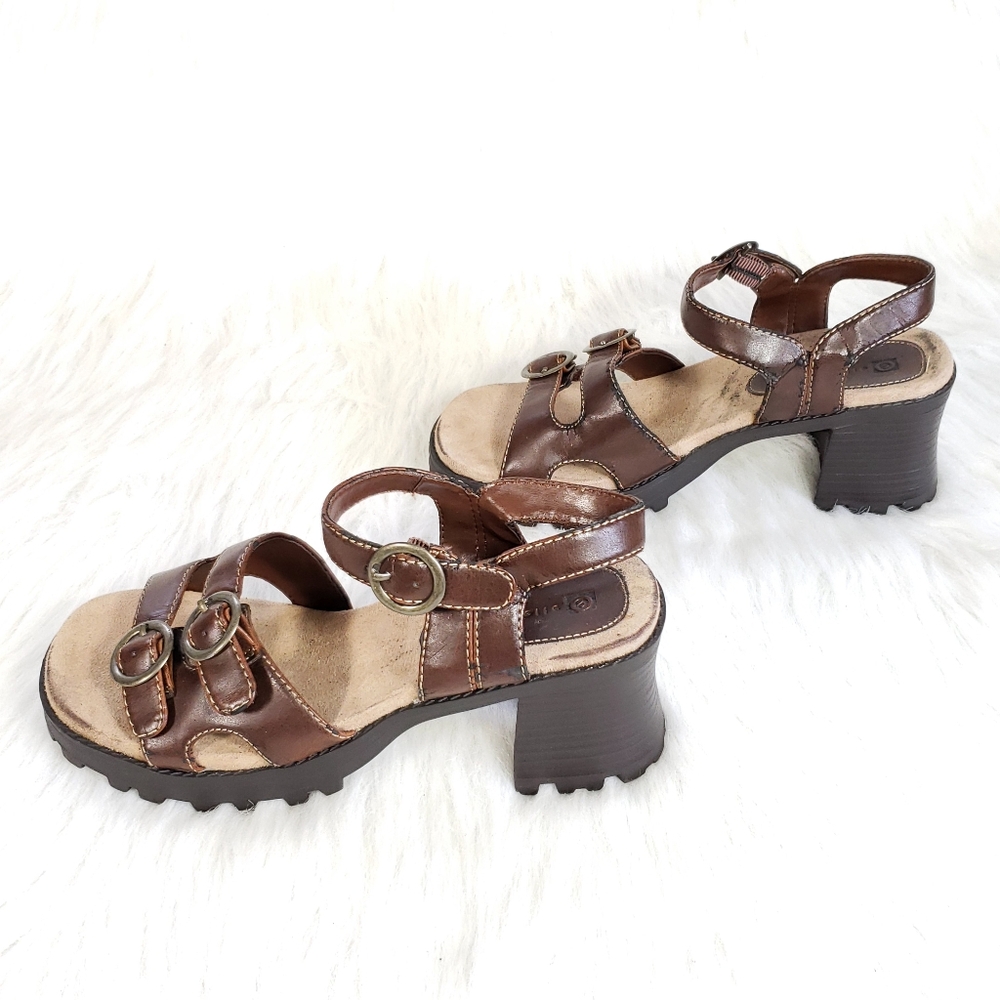 ellemenno Brown Chunky Heel Sandals - Picture 3 of 9